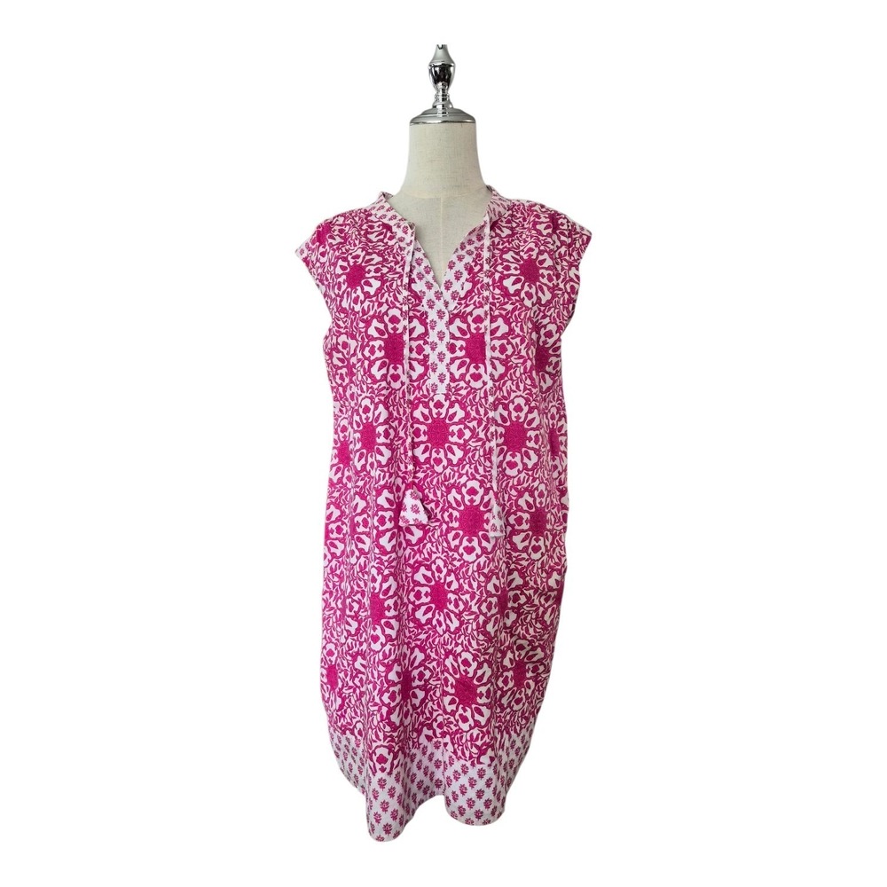 Vineyard Vines Pink White Medallion Print Shift Dress Small Cotton Beachy Preppy